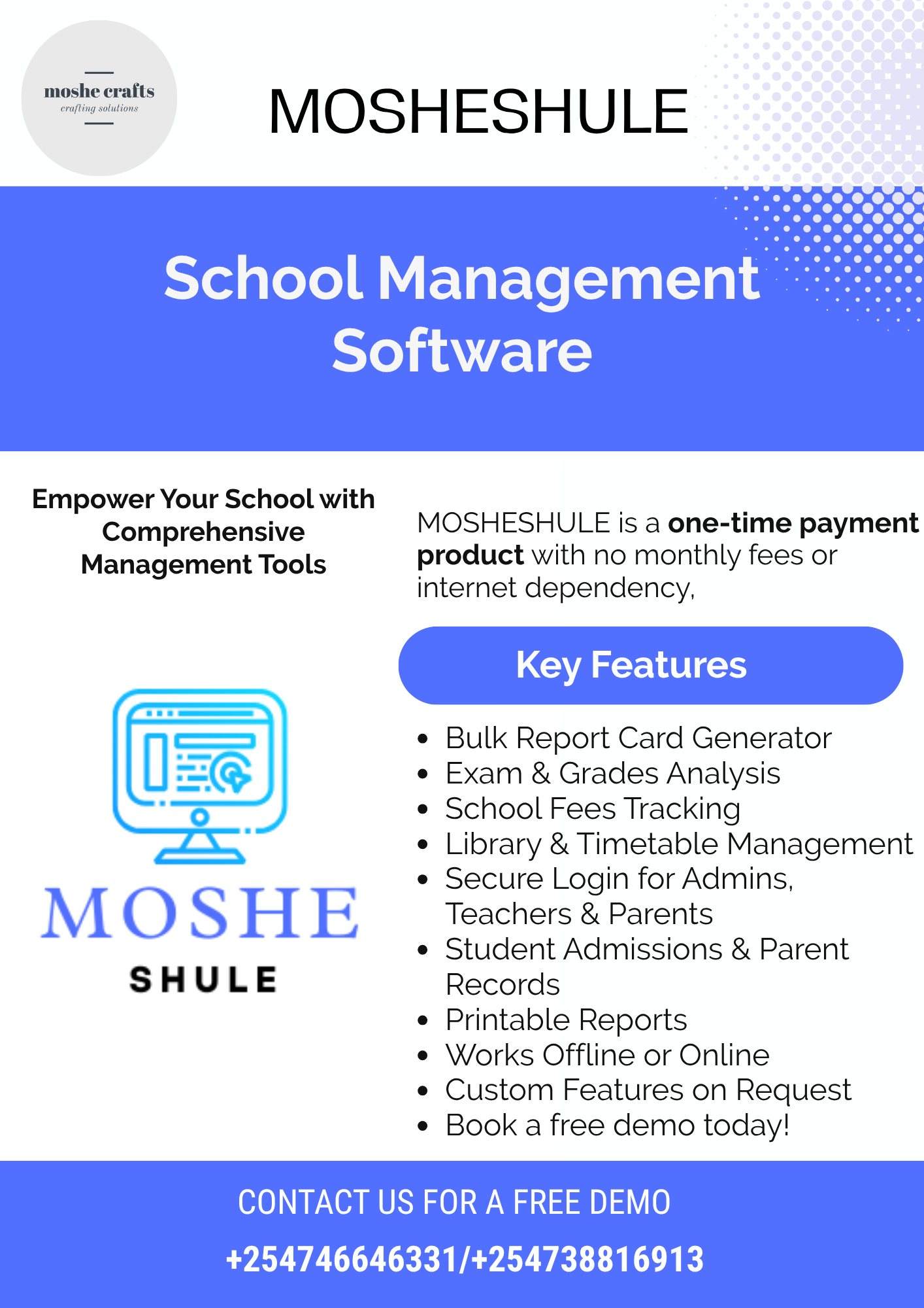 MosheShule School Management Software Flyer